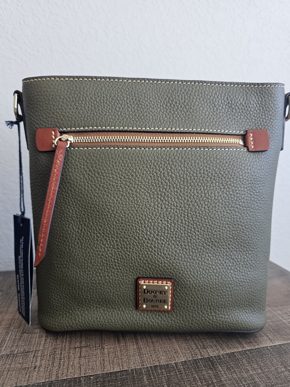 Dooney & Bourke Olive Pebble Leather Crossbody Bag
